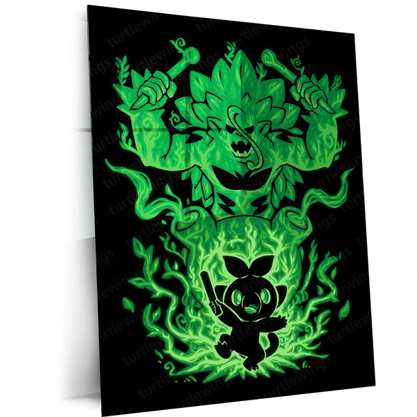 Anime Metal Poster | The Grass Gorilla Within | Pokemon Nature Awakening Metal Frame  Primal Strength, Growth & Earthbound Power Wall Art