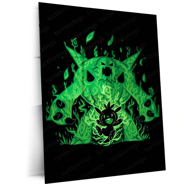 Anime Metal Poster | The Grass Knight Within | Pokemon Evolution Valor Metal Frame  Nature, Honor & Growth Wall Art