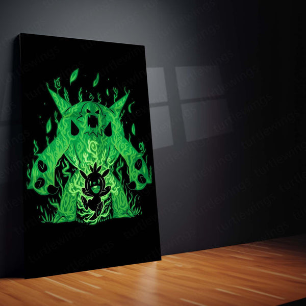Anime Metal Poster | The Grass Knight Within | Pokemon Evolution Valor Metal Frame  Nature, Honor & Growth Wall Art