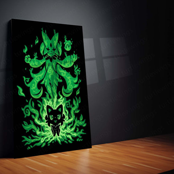 Anime Metal Poster | The Grass Magician Within | Pokemon Nature Awakening Metal Frame Growth, Wisdom & Elemental Mastery Wall Art