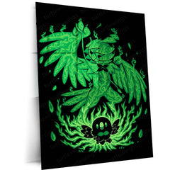 Anime Metal Poster | The Grass Owl Within | Pokemon Nature Awakening Metal Frame Wisdom, Growth & Silent Power Wall Art