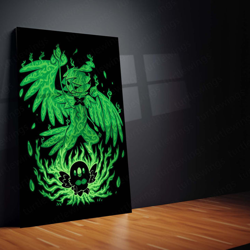 Anime Metal Poster | The Grass Owl Within | Pokemon Nature Awakening Metal Frame Wisdom, Growth & Silent Power Wall Art