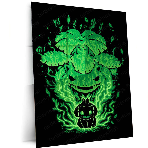 Anime Metal Poster | The Grass Saur Within | Pokemon Evolution Energy Metal Frame  Growth, Nature & Inner Strength Wall Art