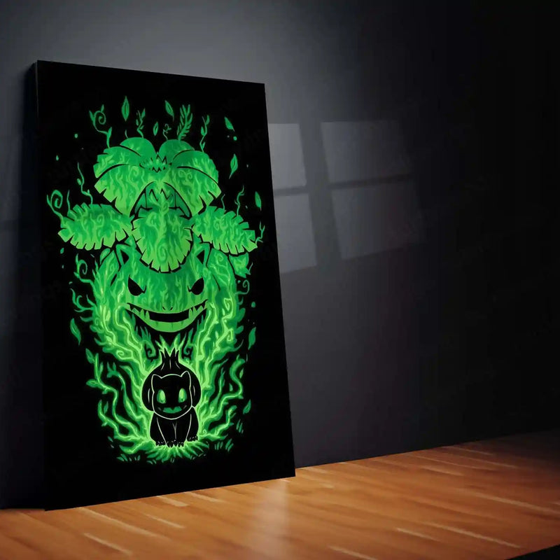 Anime Metal Poster | The Grass Saur Within | Pokemon Evolution Energy Metal Frame Growth, Nature & Inner Strength Wall Art - TURTLEWINGS 