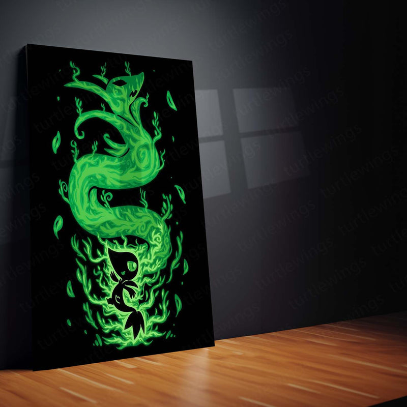 Anime Metal Poster | The Grass Snake Within | Pokemon Evolution Nature Metal Frame  Growth, Elegance & Inner Awakening Wall Art