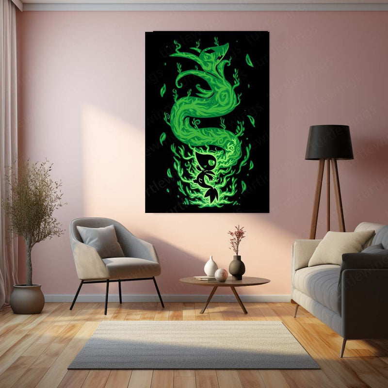 Anime Metal Poster | The Grass Snake Within | Pokemon Evolution Nature Metal Frame  Growth, Elegance & Inner Awakening Wall Art
