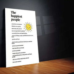 Quote Metal Poster | The Happiest People | Positive Mindset Inspiration Wall Art | Self-Growth Motivation Metal Frame - TURTLEWINGS 