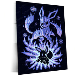 Anime Metal Poster | The Ice Evolution Within | Frozen Awakening Pokemon Metal Frame  Inner Calm, Frost Power & Silent Strength Wall Art