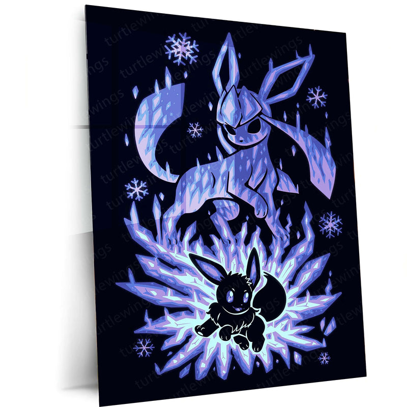 Anime Metal Poster | The Ice Evolution Within | Frozen Awakening Pokemon Metal Frame  Inner Calm, Frost Power & Silent Strength Wall Art