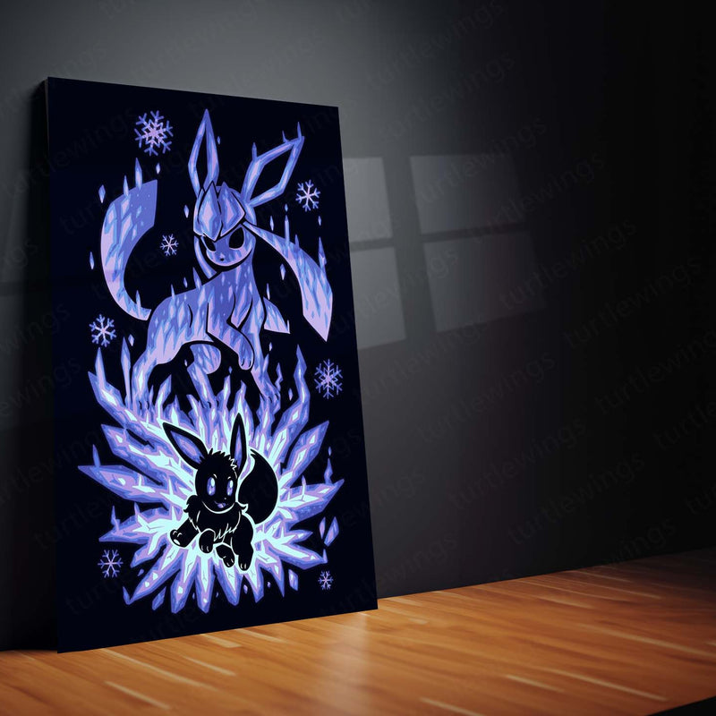Anime Metal Poster | The Ice Evolution Within | Frozen Awakening Pokemon Metal Frame  Inner Calm, Frost Power & Silent Strength Wall Art