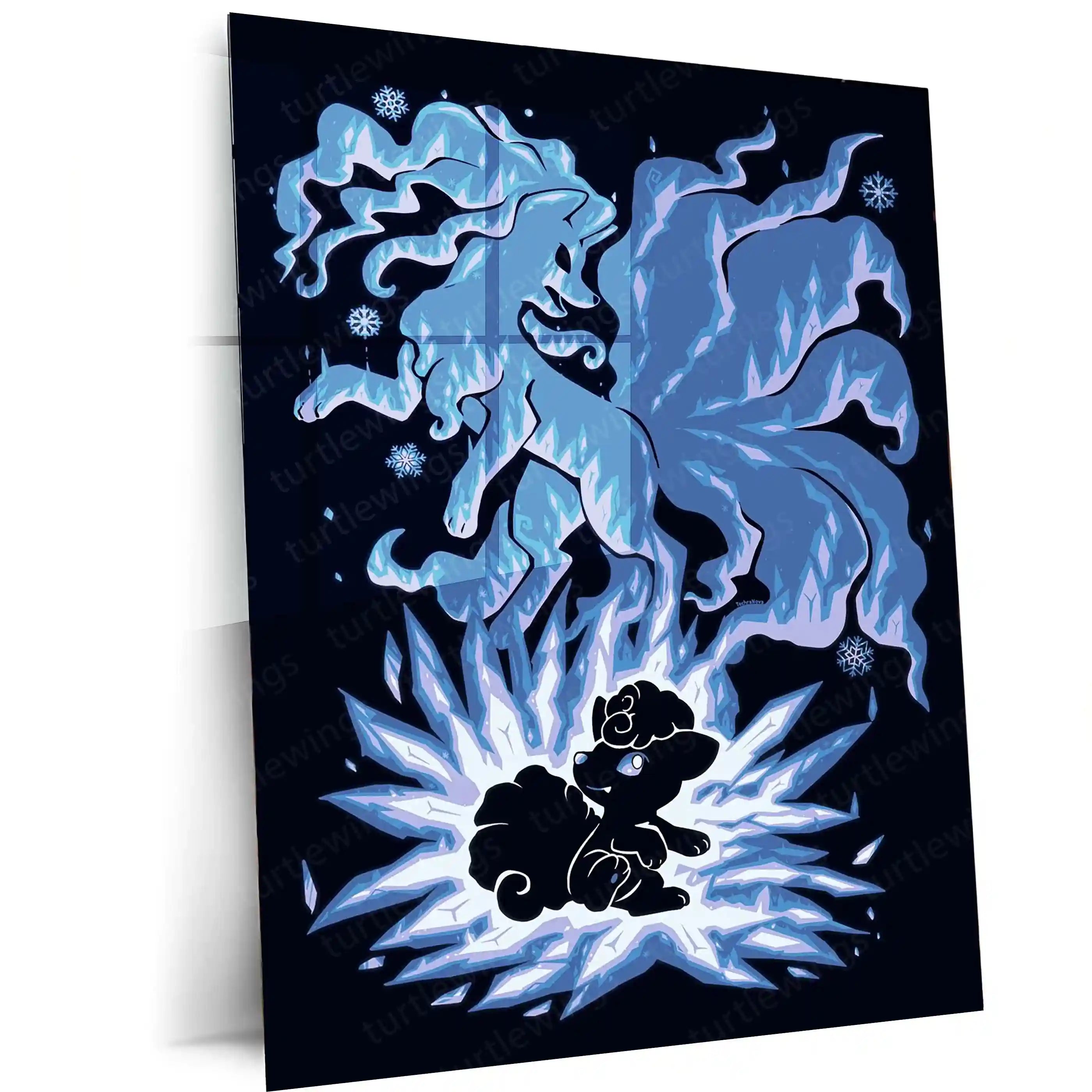 Anime Metal Poster | The Ice-Tailed Fox Within | Frozen Awakening Poke ...