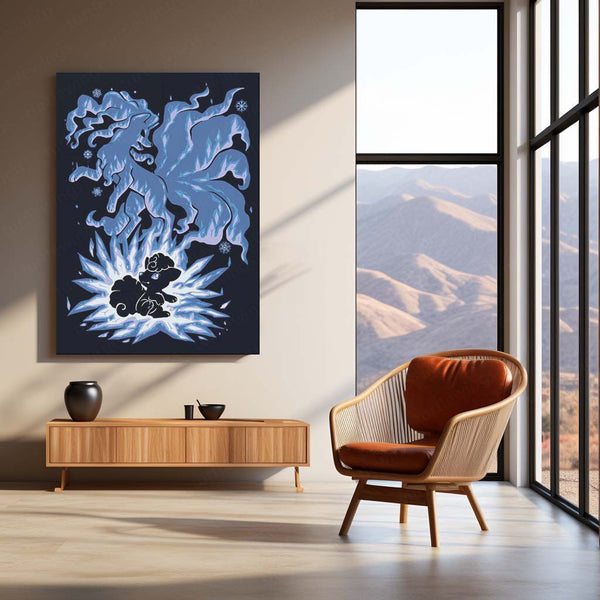 Anime Metal Poster | The Ice-Tailed Fox Within | Frozen Awakening Pokemon Metal Frame  Inner Calm, Arctic Grace & Silent Evolution Wall Art