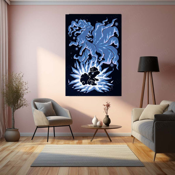 Anime Metal Poster | The Ice-Tailed Fox Within | Frozen Awakening Pokemon Metal Frame  Inner Calm, Arctic Grace & Silent Evolution Wall Art