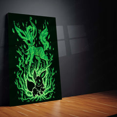 Anime Metal Poster | The Leaf Evolution Within | Verdant Awakening Pokemon Metal Frame  Inner Growth, Nature’s Power & Silent Strength Wall Art