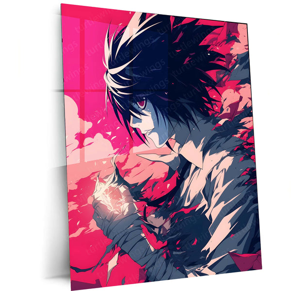 Anime Metal Poster | The Master Detective of Death Note – L Metal Poster | Gothic Anime Wall Frame