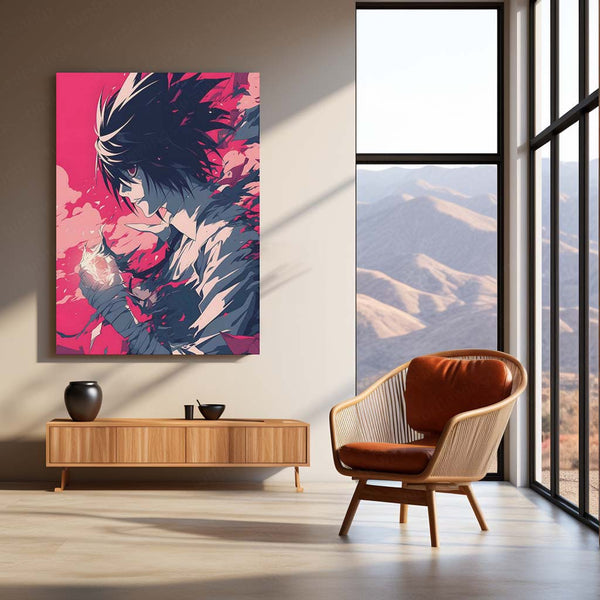 Anime Metal Poster | The Master Detective of Death Note – L Metal Poster | Gothic Anime Wall Frame