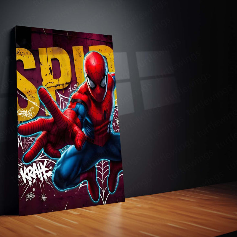 Superhero Metal Poster Set of 3 | Spider-Man | The Spidey Graffiti Action Triptych Wall Art – product image 4