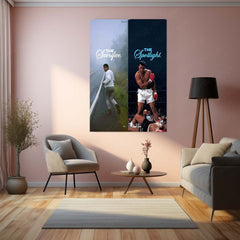 Quote Metal Poster | Muhammad Ali – The Sacrifice to the Spotlight Metal Frame Greatness Forged in Silence Boxing Wall Art | Champion Mindset Quote Metal Poster