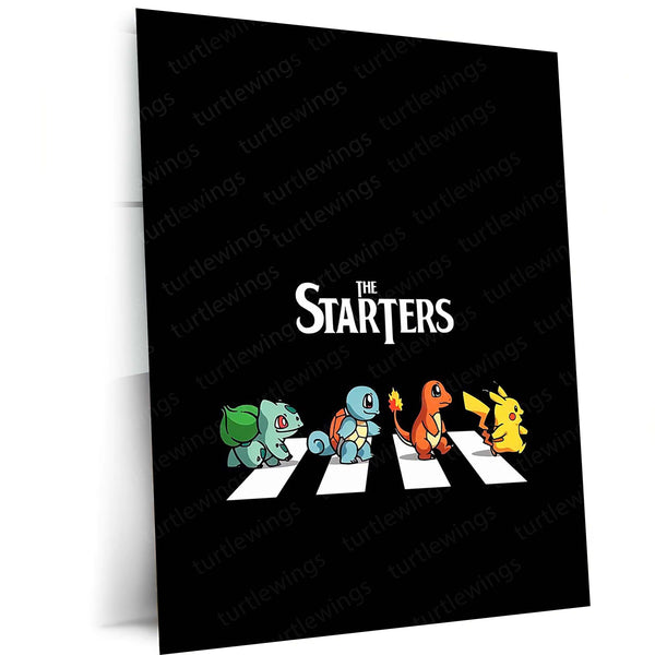 The Starters Pokémon Metal Poster | Classic Starter Pokémon Crossing Wall Art