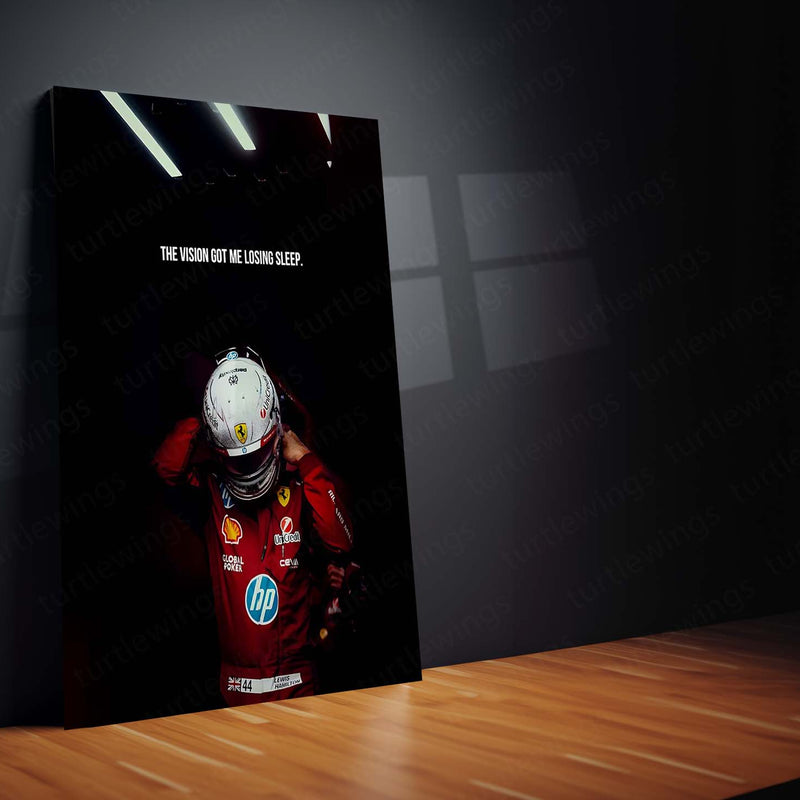 Quote Metal Poster | Lewis Hamilton – The Vision Won’t Let Me Sleep Metal Frame Relentless Focus & Obsession Mindset Quote Wall Art | Formula 1 Inspiration Metal Poster