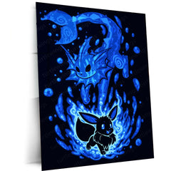 Anime Metal Poster | The Water Evolution Within | Ocean Awakening Pokemon Metal Frame  Inner Flow, Adaptive Power & Silent Strength Wall Art