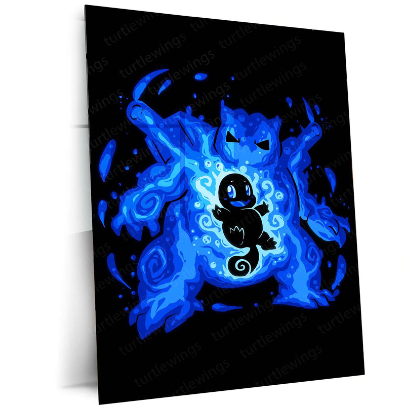 Anime Metal Poster | The Water Tortoise Within | Fortress Awakening Pokemon Metal Frame  Inner Defense, Calm Power & Unbreakable Strength Wall Art