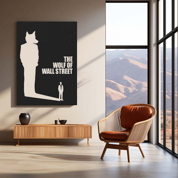 Movies & Series Metal Poster | The Wolf of Wall Street – Minimalist Wolf Silhouette Metal Poster | Movie-Inspired Wall Frame
