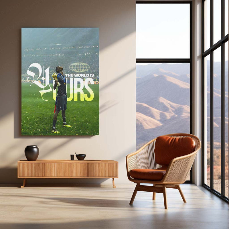 Quote Metal Poster | Paul Pogba – The World Is Yours Metal Frame Elite Football Confidence Wall Art | Champion Mindset Soccer Quote Metal Poster