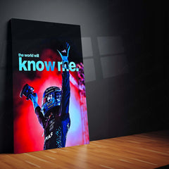 Quote Metal Poster | George Russell – The World Will Know Me Metal Frame Breakthrough Mentality & Future Champion Quote Wall Art | Formula 1 Aspiration Metal Poster