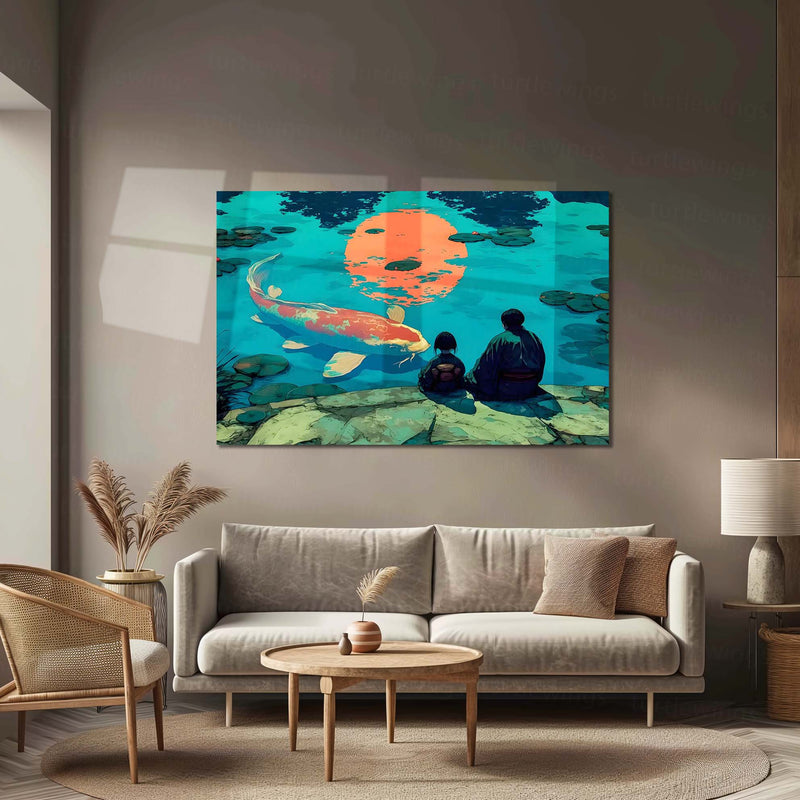 The Big Koi Fish – Tranquil Reflection Metal Frame