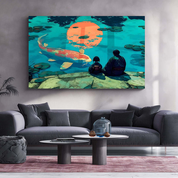 The Big Koi Fish – Tranquil Reflection Metal Frame