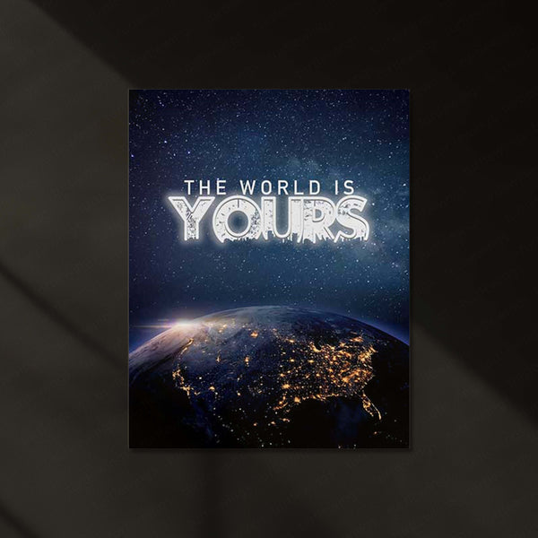 The World Is Yours Neon LED Metal Frame | Motivational Wall Art | Luxury Ambition Quote Decor