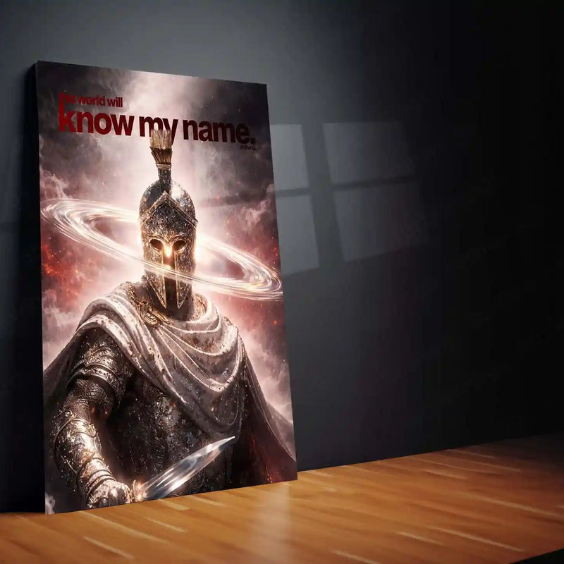 Quote Metal Poster | “The World Will Know My Name” Quote Metal Frame Wall Art | Warrior Motivation Poster | Premium Metal Frame - TURTLEWINGS 