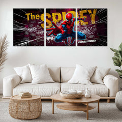 Superhero Metal Poster Set of 3 | Spider-Man | The Spidey Graffiti Action Triptych Wall Art – main product image