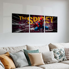 Superhero Metal Poster Set of 3 | Spider-Man | The Spidey Graffiti Action Triptych Wall Art – product image 2