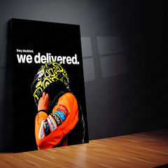 Quote Metal Poster | Lando Norris – They Doubted, We Delivered Metal Frame Proven Performance & Underdog Triumph Wall Art | Racing Grit Statement Metal Poster