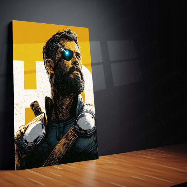 Superhero Metal Poster Set of 3 | Thor | Yellow Thunder God Triptych Wall Art – product image 4