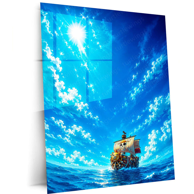 Anime Metal Poster | Thousand Sunny Ocean Voyage Metal Poster | One Piece Anime Wall Art | Premium Aluminum Print