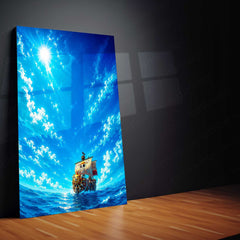 Anime Metal Poster | Thousand Sunny Ocean Voyage Metal Poster | One Piece Anime Wall Art | Premium Aluminum Print