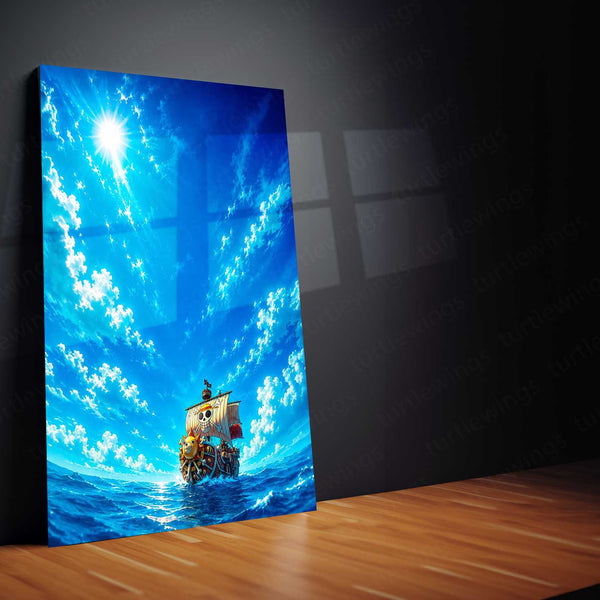 Anime Metal Poster | Thousand Sunny Ocean Voyage Metal Poster | One Piece Anime Wall Art | Premium Aluminum Print