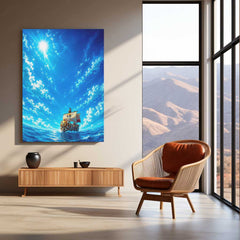 Anime Metal Poster | Thousand Sunny Ocean Voyage Metal Poster | One Piece Anime Wall Art | Premium Aluminum Print