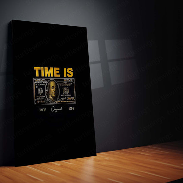 Quote Metal Poster | Time Is Wealth Metal Frame | Success & Money Mindset Wall Art | Motivational Quote Metal Poster