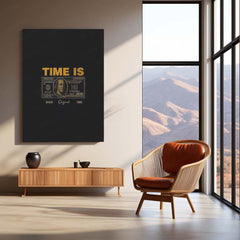 Quote Metal Poster | Time Is Wealth Metal Frame | Success & Money Mindset Wall Art | Motivational Quote Metal Poster