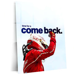 Quote Metal Poster | Charles Leclerc – Time for a Comeback Metal Frame Resilience, Redemption & Ferrari Fighting Spirit Wall Art | F1 Reset Mindset Metal Poster