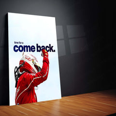 Quote Metal Poster | Charles Leclerc – Time for a Comeback Metal Frame Resilience, Redemption & Ferrari Fighting Spirit Wall Art | F1 Reset Mindset Metal Poster