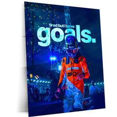 Quote Metal Poster | Lando Norris – Tired but Unstoppable Metal Frame Relentless Drive & Modern Racer Mindset Wall Art | High-Performance Motivation Metal Poster