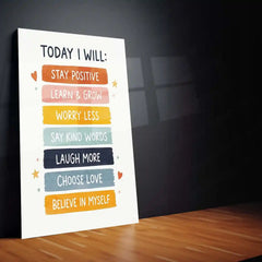 Quote Metal Poster | Today I Will | Positive Mindset Motivation Wall Art | Daily Affirmation Inspirational Metal Poster - TURTLEWINGS 
