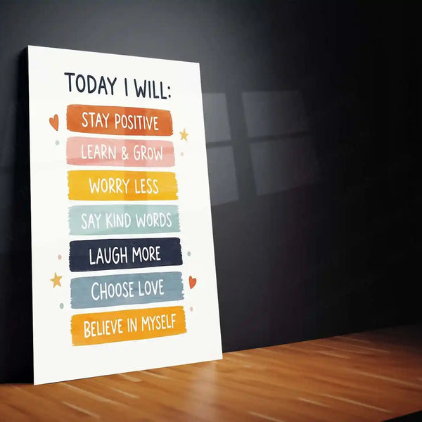 Quote Metal Poster | Today I Will | Positive Mindset Motivation Wall Art | Daily Affirmation Inspirational Metal Poster - TURTLEWINGS 