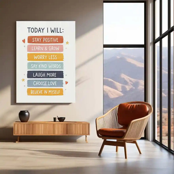 Quote Metal Poster | Today I Will | Positive Mindset Motivation Wall Art | Daily Affirmation Inspirational Metal Poster - TURTLEWINGS 