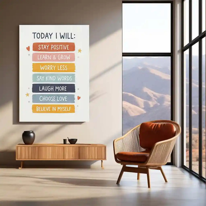 Quote Metal Poster | Today I Will | Positive Mindset Motivation Wall Art | Daily Affirmation Inspirational Metal Poster - TURTLEWINGS 
